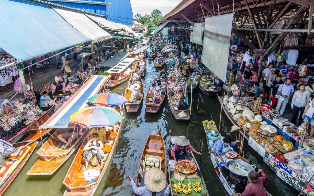 mercado flutuante Tailândia